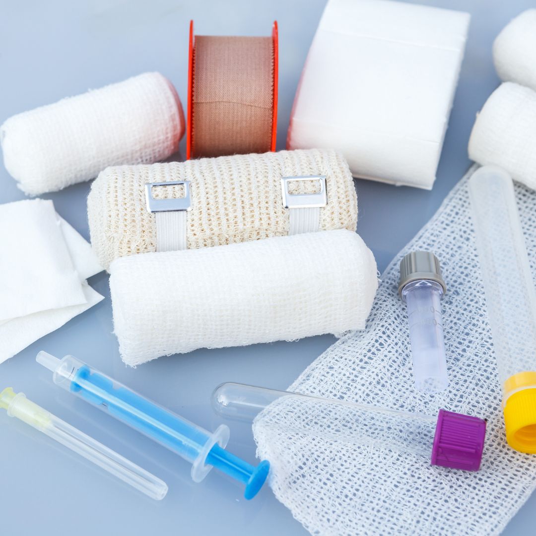 syringes bandages dressings